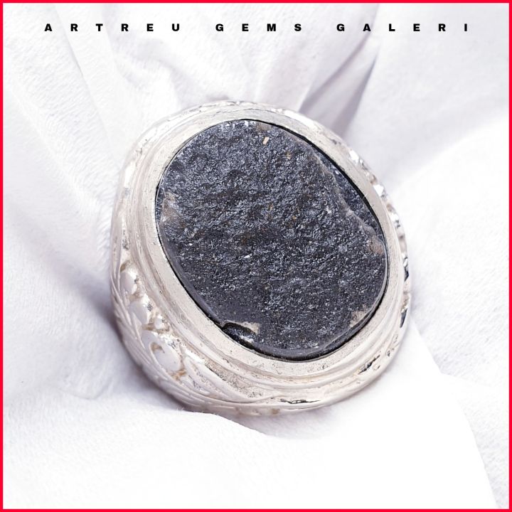 Batu Meteor Agni Manitite - Batu Satam | COD Bisa | Cincin Batu Akik Ring 5-10