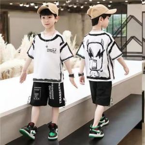 Boys Summer Outfit Set Sporty Street Dance Clothes Stylish Cool Kids Fashionable Parent-Child Home Wear Active Lifestyle