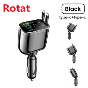 Elough 5 in 1 Car Charger Adapter USB Charger Fast Charging For iPhone 15 Samsung Retractable USB C to Type C Cable Car cargador
