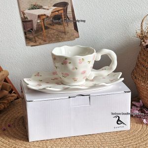 Couple Gift French Floral Ceramic Mug Set