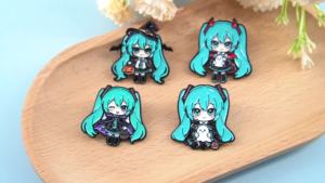 Potdemiel | 4 Cái/bộ Hatsune Miku Halloween Nhân Vật Anime Ename Chân Thích Dễ Thương Ve Áo Huy Hiệu Ma Bí Ngô Phù Thủy Quỷ Kim Loại Thổ Cẩm