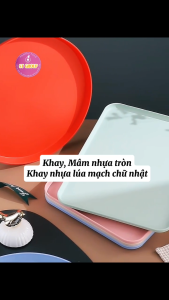 Bộ 2 Khay nhựa hình tròn và chữ nhật ST GROUP màu sắc tươi sáng nhiều kích cỡ phong cách vintage Bắc Âu Mâm cơm gia đình quán ăn Đĩa nhựa decor trang trí chụp ảnh