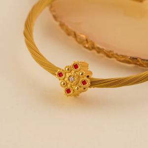 CHOW SANG SANG 周生生 999 24K Gold Filigree-Inspired Bead – V&A Museum Tribute Diamond Charm Bracelet for Women 95338C (Bracelet Not Included)