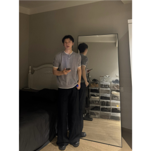 Gray Knitted Short Sleeve Button up T-Shirt Half Sleeve Summer Fashion Youth Loose Fit Polyester Fiber round Neck Top