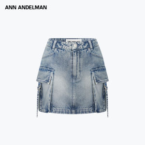 ANN ANDELMAN | A-Line Hip-hugging Workwear-style Washed Denim Skirt