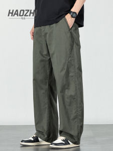 Mens Casual Fleece Lined Loose Fit Straight Leg Pants Breathable Comfortable Cotton Youthful Style Versatile Design Summer Wear