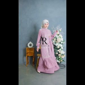 Salma Dress Gamis Pesta Mewah Elegan Terbaru Bahan Crinkle Mix Brukat Sapto