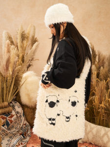 NSTNEW START Fleece Casual Crossbody Bag Versatile Youthful Polyester Modern Neutral Style Daily Use Single Strap Shoulder Bag