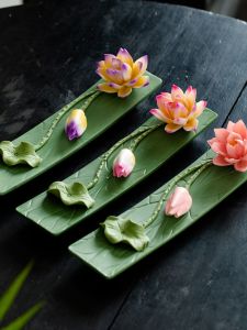 Đất Sét Sứ Thủ Công Đài Phong Cách Trung Hoa Đài Hoa Sen Thơm Đài Trà Bàn Làm Việc Phật Giáo Đế Hương Thơm