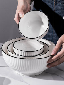 Modern Minimalist Ceramic Bowl Plate Set Home Use Dishware Combination Moving New House 2025 New Model Soup Bowl Set