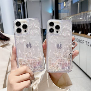 Cát lỏng Ốp điện thoại cho Iphone 12/13/14/15/16 Promax lâu đài Hình Pháo Hoa 16pro/15Pro/16plus/12Promax/13Pro phong cách rõ ràng