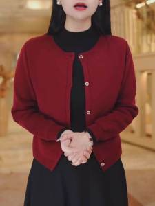 2024 Autumn Winter Womens Knitted Sweater Cardigan Fake Two-Piece Loose Slim Splicing Half High Collar Cashmere Long Sleeve