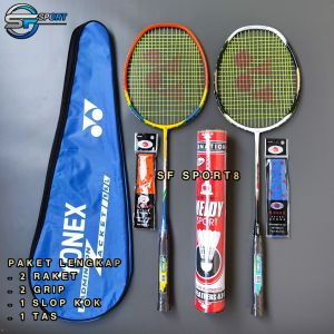 Paket Lengkap Raket Badminton Model Terusan isi 2 Raket + 1 Tas + 2 Grip + 1 Slop shuttlecock