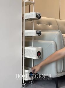 5th floor mobile kitchen storage suspension kitchen storage rack gap corner frame hand cart cartoon organizer
