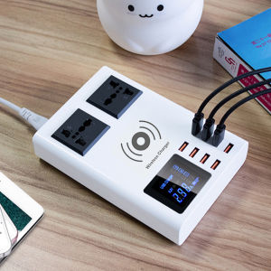 Multi 8 Port USB Charger Quick Charge Adapter Home USB HUB Wireless Charger Charging Station Power Supply For iPhone 16 15 Pro 14 12 13 11 Pro Max Xiaomi Redmi Realme Honor Samsung Wall Chargers
