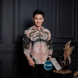 KEMEJA BATIK PRIA LENGAN PANJANG BATIK PREMIUM BATIK PRIA MOTIF TIRTA ROSEGOLD KHARISMA BATIK