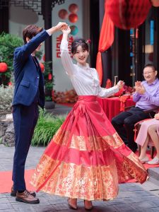 Xiangsongxuan Manlan 2025 New Chinese Style Womens Hanfu Skirt Set Lightweight National Style Wedding Dress Polyester 90%