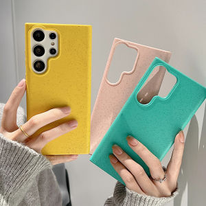 CrashStar Eco-friendly Degradable Wheat Straw Soft Silicone Shockproof Phone Case For Samsung Galaxy S24 Ultra S24+ S23 Ultra S23+ Simple Fashion Anti-fingerprint Solid Color Phone Casing Cover Shell Hot Sale