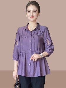 Elegant Cotton Linen Shirt Women Spring Summer New Style Beautiful Stylish Anti-Aging Mom High End Linen Versatile Top