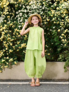 Marc&Janie | Breathable Linen Lace Collar Sleeveless Set for Girls
