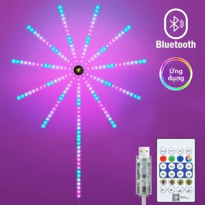 Đèn LED Dải RGBIC Hình Pháo Hoa Điều Khiển Bằng Ứng Dụng Bluetooth Đèn Neon Thông Minh USB 5V Đổi Màu Theo Nhạc Đèn Tạo Hiệu Ứng Giấc Mơ Để Trang Trí Phòng Ngủ