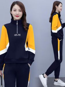 Fashionable Casual Womens Sportswear Set Autumn 2025 Small Size European Style Hoodie Two-Piece Set Elegant Feel Half Zip Long Sleeve Pants