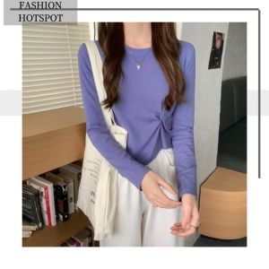 QDshop 🔥 เสื้อยืดแขนยาวผู้หญิง เสื้อแฟชั่นผ้านิ่ม 4 สีให้เลือกตำเลยน้าาา เนื้อผ้ายืด สายช้อปแน่นอน🎉
