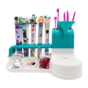 DIY Magic Sand Pen Creator Studio Kit for Kids 6+ Glitter Craft Pen Making Set with Cute Cartoon Toppers Bead/Glitter Decorati
