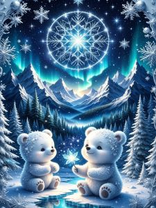 HUACAN Diamond Art Painting Bear Animal Decor For Home Mosaic Mountain Snow Landscape Full Square Round Drill Rhinestones