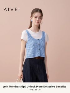 AIVEI | Sweet Style Knitted T-shirt and Vest Set