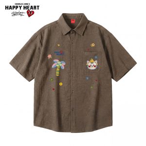 CHARLES JANGS HAPPY HEART | Japanese Simple Style Cat Flower Breathable T-Shirt