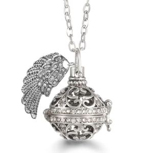 Mexico Chime Caller Angel Wings Heart Shape Aromatherapy Pendant Diffuser Perfume Locket Pregnant Bola Necklace Accessories Gift