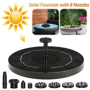 Solar Fountain Pump Solar Panel 16cm Floating Outdoor 8 Nozzles Garden Pond Bird Bath Pool Water Fountain Decor No Electricity