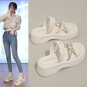 French Fashion Sandals Womens Thick Soles with Skirts Summer Soft Soles Two-wear Ins Tide Sandals Women