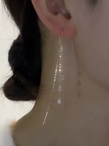 Long Fashion Zircon Angel Tear Drop Earrings Anti-Loss Tassel Ear Jewelry Korean Style Fresh out Fashion Accessories for Women