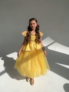 Uniqkids Girl Princess Gown Disney inspired Princess Dress Costume Cinderella and Belle Cosplay Gown Costume for Kids