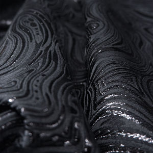 Black Shiny Water Wave Stripes DIY Doll Clothing Outerwear Skirt Material Fabric
