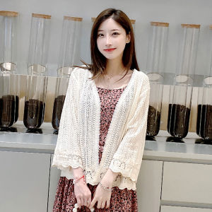 Leve ผู้หญิงถักเปิดเสื้อสเวตเตอร์ถักฤดูร้อนใหม่ป้องกันแสงแดดเสื้อลูกไม้เครื่องปรับอากาศผ้าคลุมไหล่นอกเสื้อผ้าฝ้ายวัสดุ