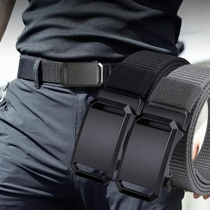 Multifunctional Tactical Canvas Automatic Buckle Belt Canvas Tactical Workwear Casual Outdoor Military Training Pants Mens Belt