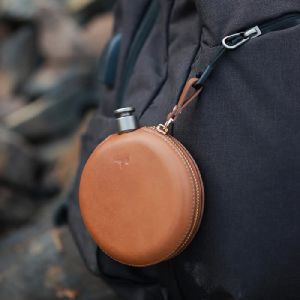 Keith 130ml Pure Titanium Flask Portable Bottle with Leather Cover for Camping Travel Ti9303 Gift for Men Women