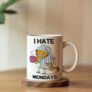 Garfield Monday American Cartoon Ceramic Mugs Drinking Water Cup Office Use Adult Popularity Element Cartoon No Lid Single Ear Handle