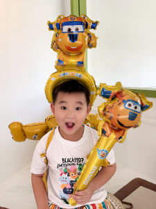 Cartoon Superhero Butterfly Wings Headband Handheld Balloon Baby Birthday Party Costume Props Childrens Festive Accessories