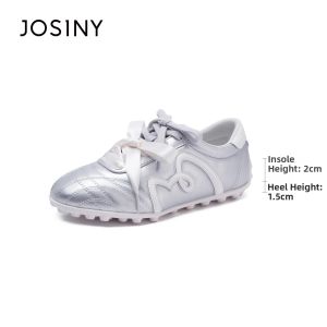 Josiny | Silver Retro Dual Lace-up Flat Casual Shoes