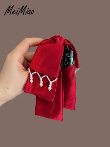 กิ๊บติดผมรูปผีเสื้อสีแดง ประดับมุก สำหรับผู้หญิง คลิปติดผมสูง คลิปติดผมแบบมัดผมข้างหลัง คลิปติดผมสำหรับเจ้าสาว ตกแต่งผมปีใหม่