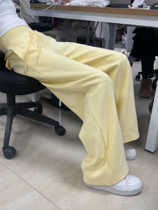 Yellow High Waist Wide Leg Casual Pants Womens Spring Autumn New Style Slimming Sweatpants Loose Drapey American Style