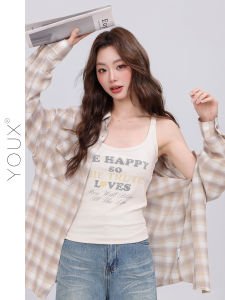 YOUXIANG | Áo Dài Tay Kiểu Họa Tiết Carô Phong Cách Retro