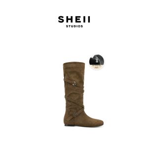 SHÉII | Giày Mũi Dài Tăng Đế Trong 5cm Có Khóa Chéo