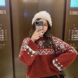 SUSIEYUAN | Áo Sweater Mùa Thu Mới 2026 Phong Cách Lười Màu Đỏ