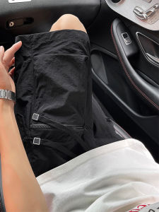 Black Ice Silk Quick Dry Workwear Shorts Mens Summer American Functional Large Pocket Hiking Pants Outdoor Climbing Five-Quarter Length