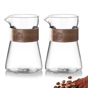 Bình Pha Cà Phê Thủy Tinh Borosilicate Cao Cấp 16oz Với Lớp Gỗ Chịu Nhiệt Ly Pha Cà Phê Espresso Chịu Nhiệt Dùng Để Rót Cà Phê